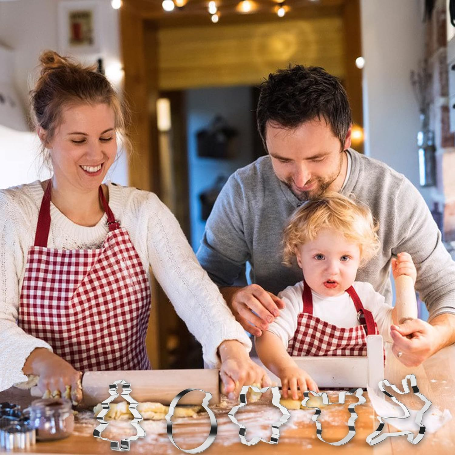 Christmas Cookie Cutters, Santa Claus, Snowflake, Christmas Tree, Snowman, Reindeer, Gingerbread Man, Stainless Steel Cookie Cutters for Baking Cookies Fondant Set of 8 image number 4