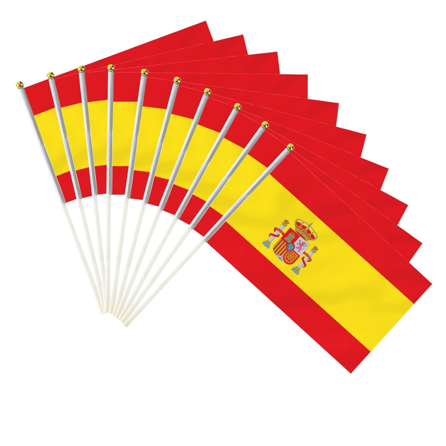 10 PCS Handheld Spain Flag,8.5&times;5.5 Inch Hand Held Mini Spanish Flags Banner for Indoor Outdoor Parade Waving the Tlag and Shouting