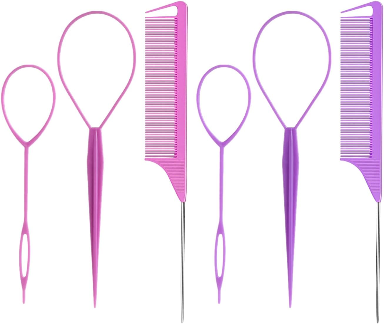 2 Sets Hair Brown, Hair Style Making Tools, Hairdressing Salon Supplies, Hair Styling Accessories (Pink, Purple) image number 3