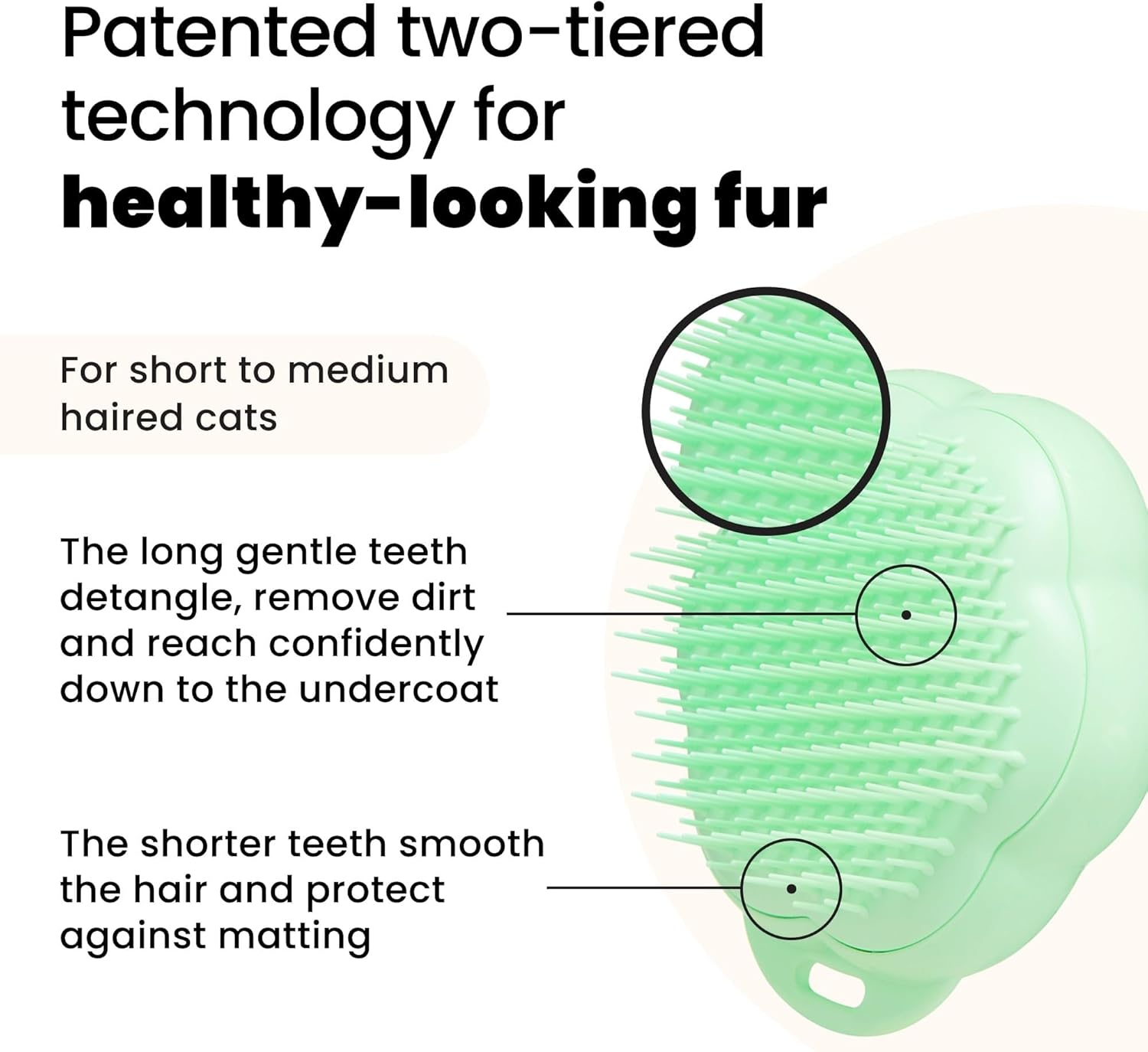 Tangle Teezer | Pet Teezer | Cat Grooming Brush | Short, Medium Hair | Soft Bristles to Detangle Knots | Green - Pink image number 2