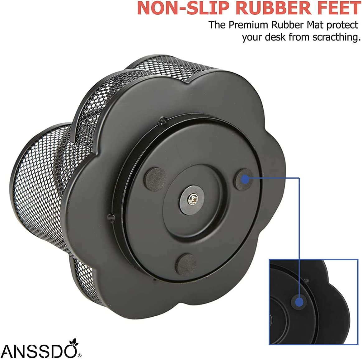 Pen Holder for Desk, 360-Degree Rotating Desk Organizers with 7 Compartments &ndash;Storage 400+ Pencils, Black Desk Accessories & Workspace Organizer Mesh Desktop Caddy for Office School & Art Supplies image number 5