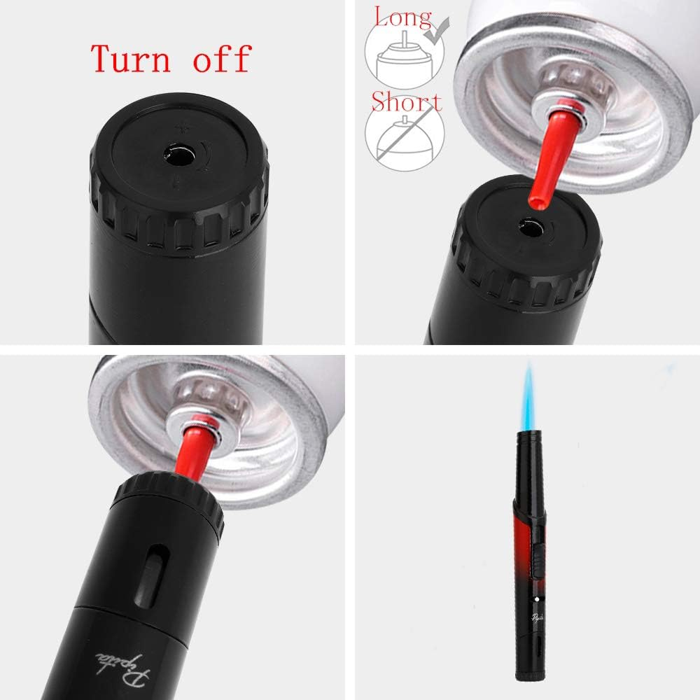 2PACK Windproof Long Lighter Refillable Torch Lighter Inflatable Butane Lighter Adjustable Flame Torch Lighter for Grill Single Torch Jet Flame Lighter(Without Gas) (Red)