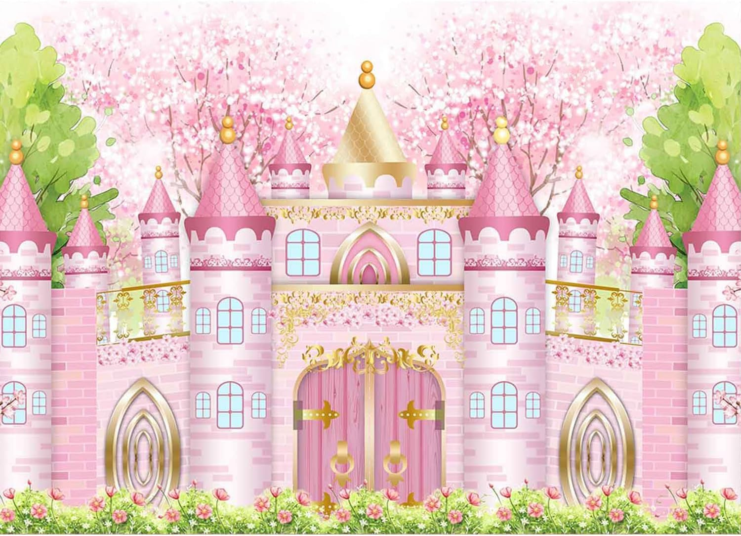 Princess Castle Backdrop for Birthday Party Photography, Vinyl Cloth Background Decor for Kids Baby Shower Wedding Bridal Shower - Yosten image number 1