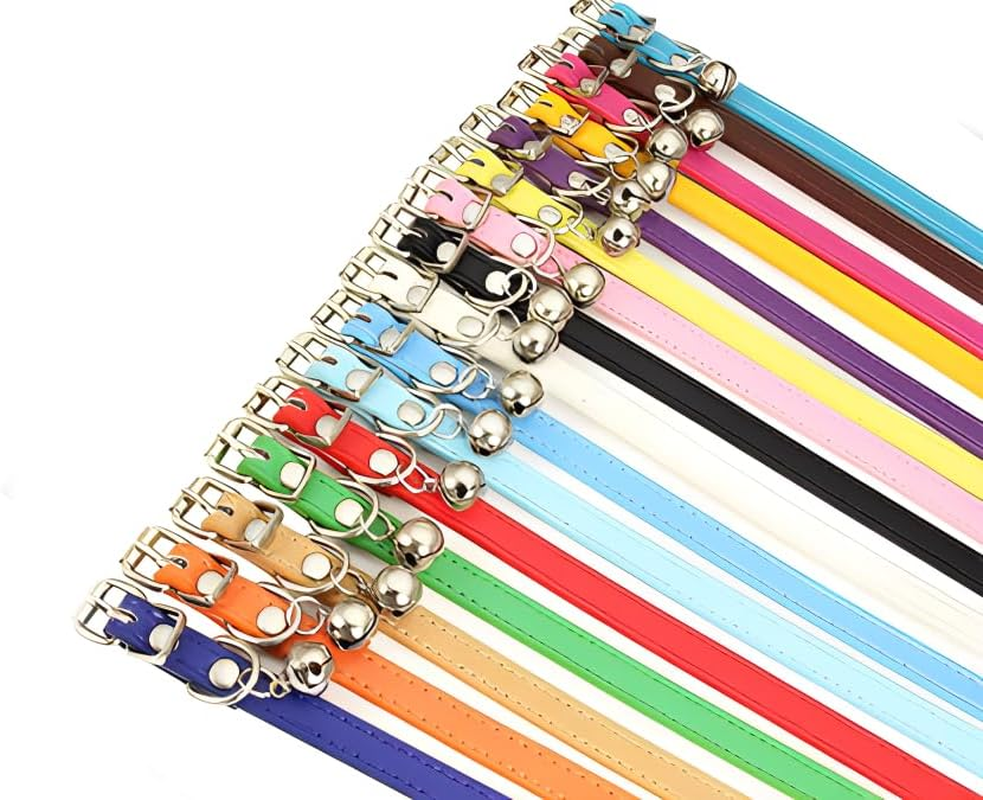 Khaki XS Dog Collar with Bell, Soft Pu Leather Kitten Dog Collars Adjustable Buckle for XXS XS Extra Small Medium Tiny Female Male Boys Girls Pets Puppy Cats Teacup Yorkie X-Small image number 6