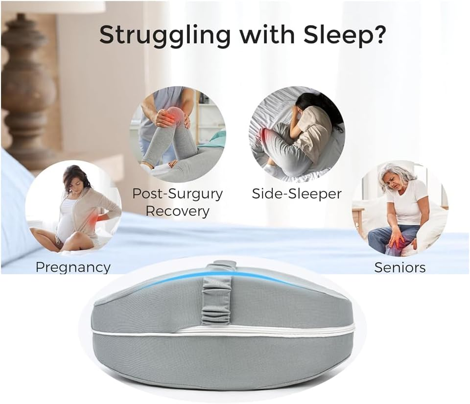 Knee Pillow for Side Sleepers, Memory Foam, Cooling Comfort, Adjustable Strap, Hip and Sciatica Relief image number 3