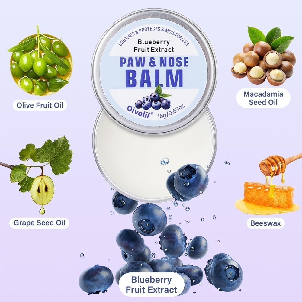 Natural Blueberry Paw & Nose Balm for Dogs and Cats, 15G, Moisturizing Pet Care Balm image number 3
