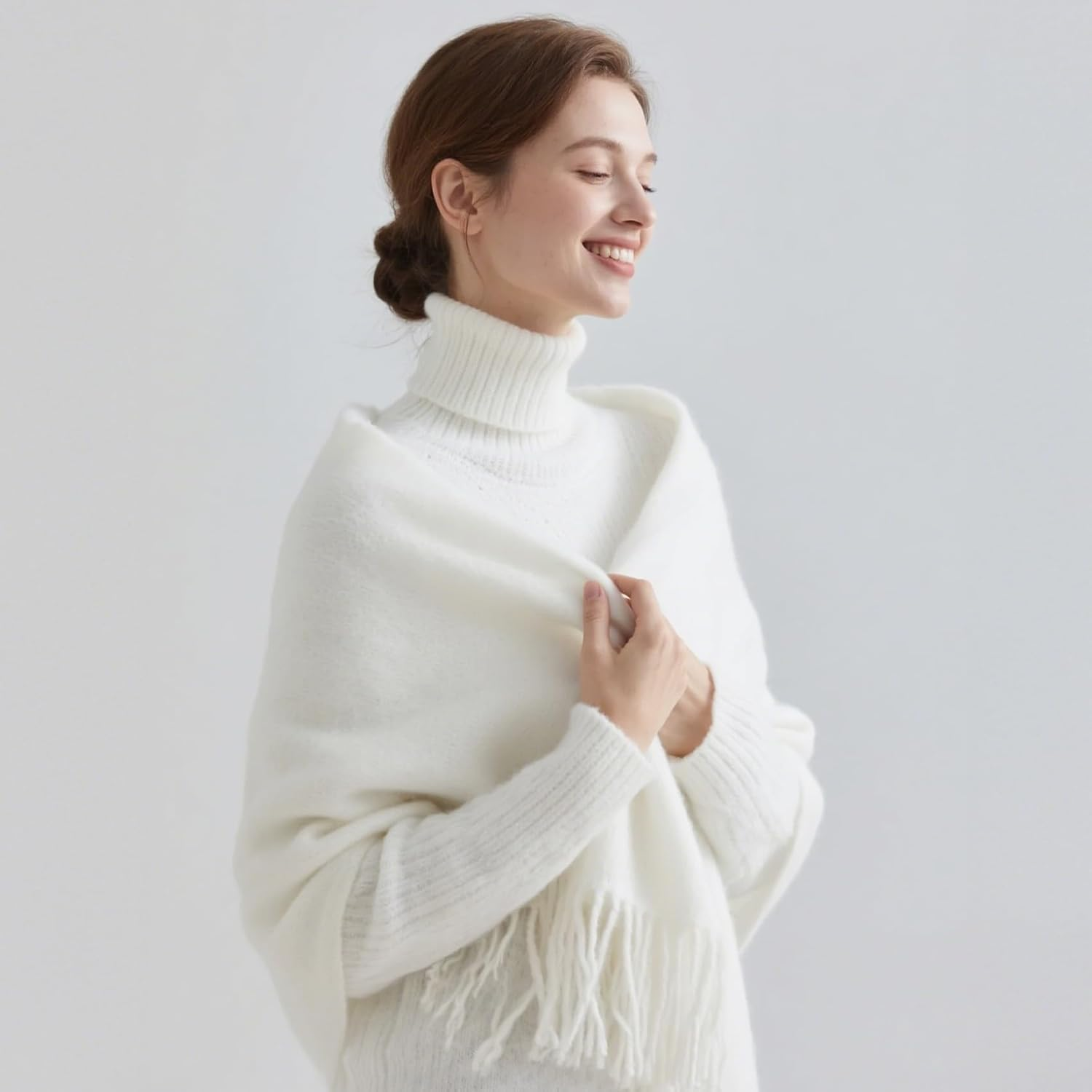 Xiuglimpse Pashmina Shawl Wraps for Women,Pashmina Shawls and Wraps for Evening Dresses,Warm Winter Scarf image number 5