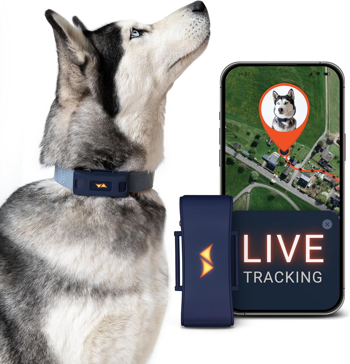 PAJ PET Tracker for Dogs - Worldwide Live Tracking + Health Monitoring + Runaway Alerts - up to 10 Days Battery Saver - Glowing LED Cases - Waterproof (IP67) - Fits Any Collar - Black