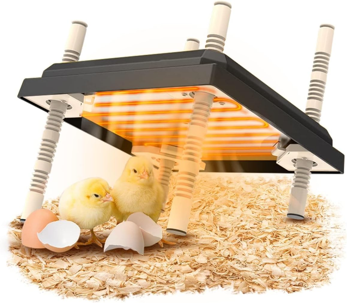 Brooder Heater for Chicks, 25 * 25Cm for 15 Chicks Heating Plate with Adjustable Height and Angle 15W Chicken Brooder Warm like Mother Hen (Black)