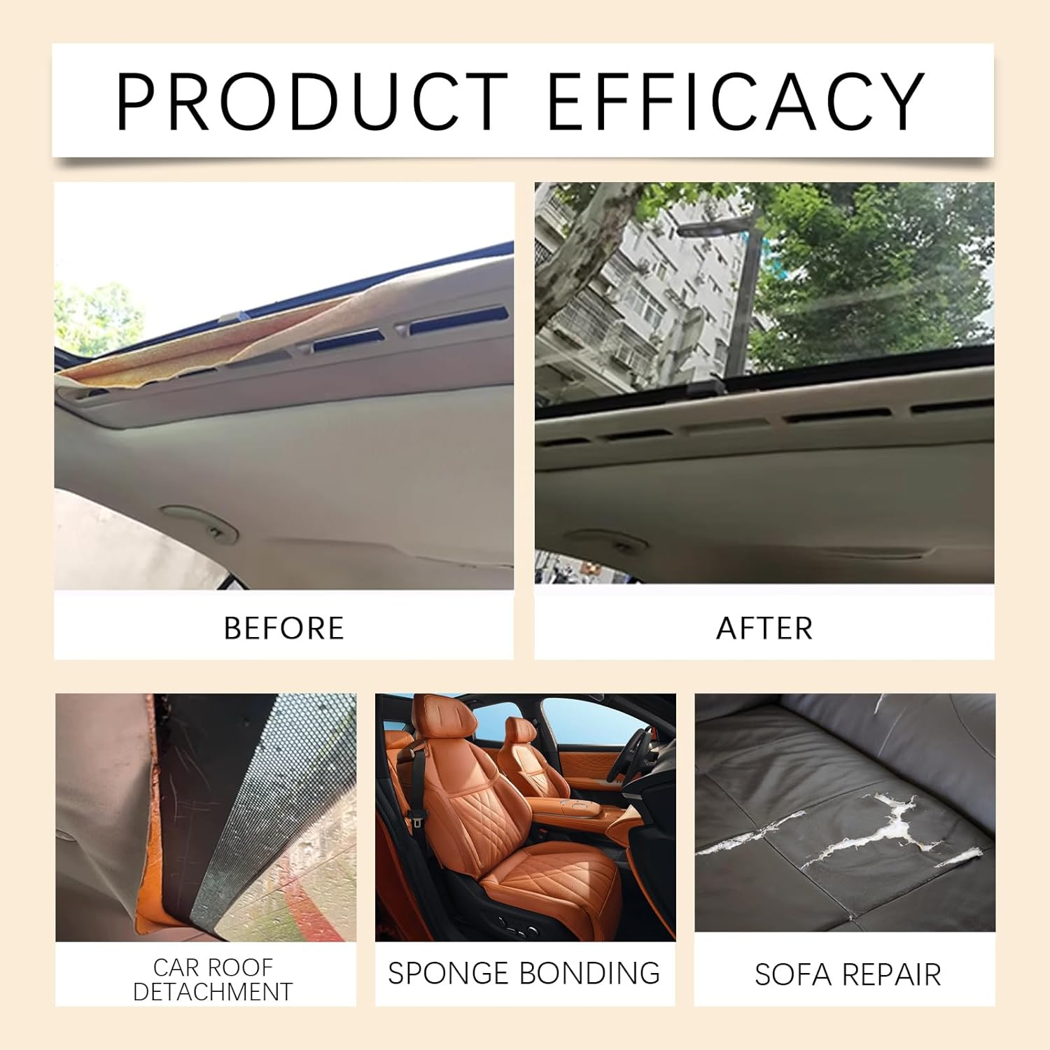 Headliner Repair Glue, Multifunctional Upholstery Glue, Suitable for Car Interiors, Leather, Fabrics, Etc(4.23 Oz)