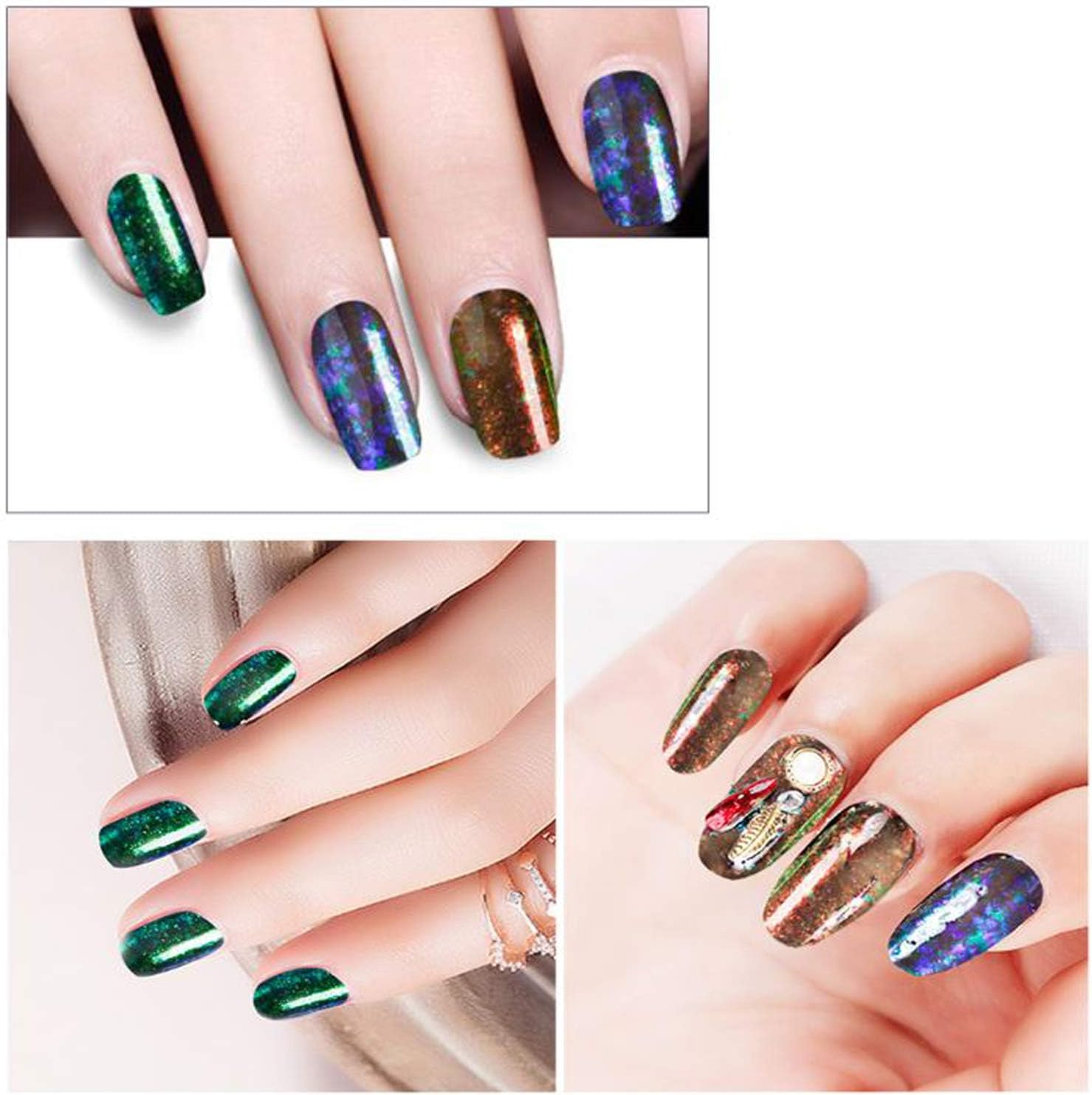 Iridescent Glitter Chameleon Nail Flakes Set of 6 Jars (Light Chameleon) image number 4