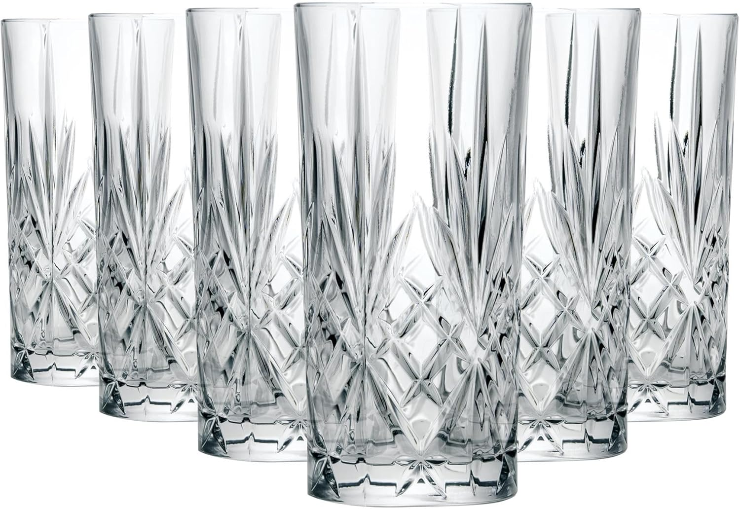 6X 360Ml Melodia Highball Glasses - Tall Dishwasher Safe Glass Water Gin Cocktail Drinking Hi Ball Tumblers Glassware Set - by RCR Crystal image number 2