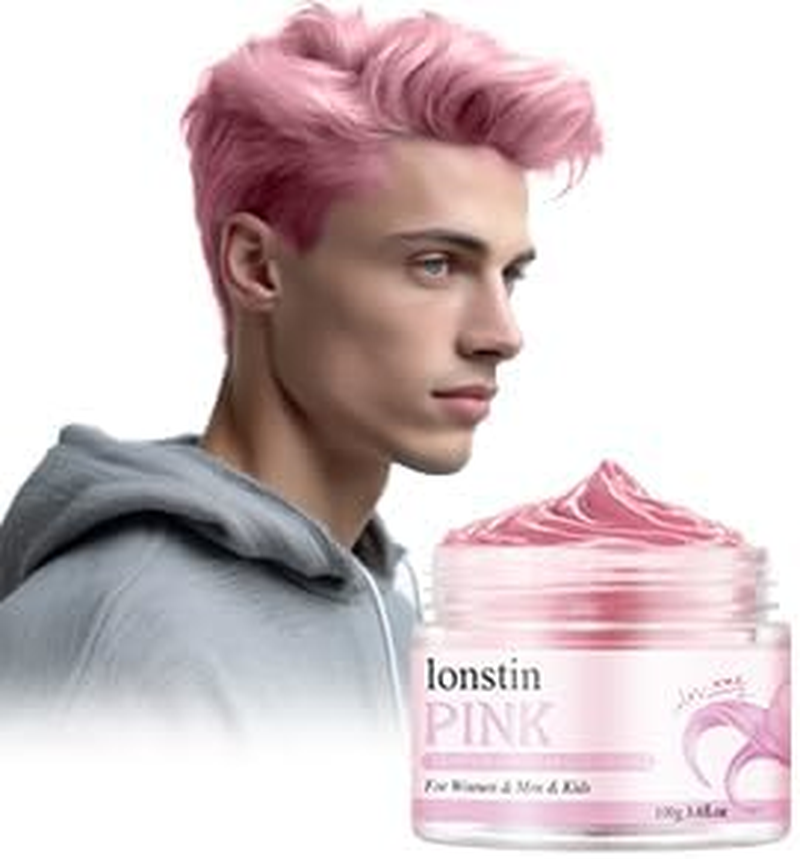 Lonstin Light Pink Hair Wax 100G Temporary Hair Color for Kids and Adults Washable Non Sticky Easy to Apply Suitable for Cosplay Halloween Party and Everyday Hair Styling image number 2