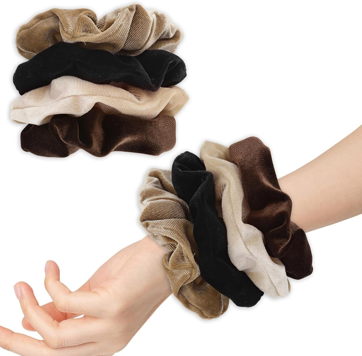 Large Scrunchies for Women 4Pcs Velvet Jumbo Scrunchies for Hair Soft Ponytail Holder Cute Elastic Colors Hair Bands Fashion Bulk Hair Tie for Girls Teens Curly Thick Fine Thin Hairs image number 3