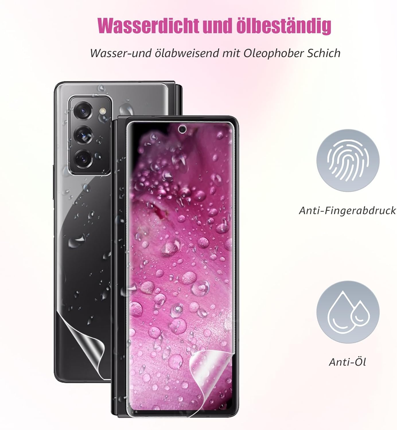 Bodyguard TPU Screen Protector for Samsung Galaxy Z Fold 2 5G, HD Clear Anti-Oil Anti-Dust Anti-Dirt Samsung Z Fold 2 Screen Protector Bumper Z Fold 2 5G Film Pack of 2 + 2 image number 4