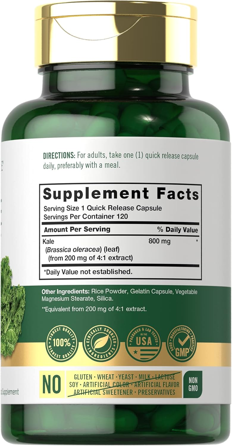 Carlyle Kale Extract 800Mg | 2 Bottles - 60 Capsules | Non-Gmo and Gluten Free image number 3
