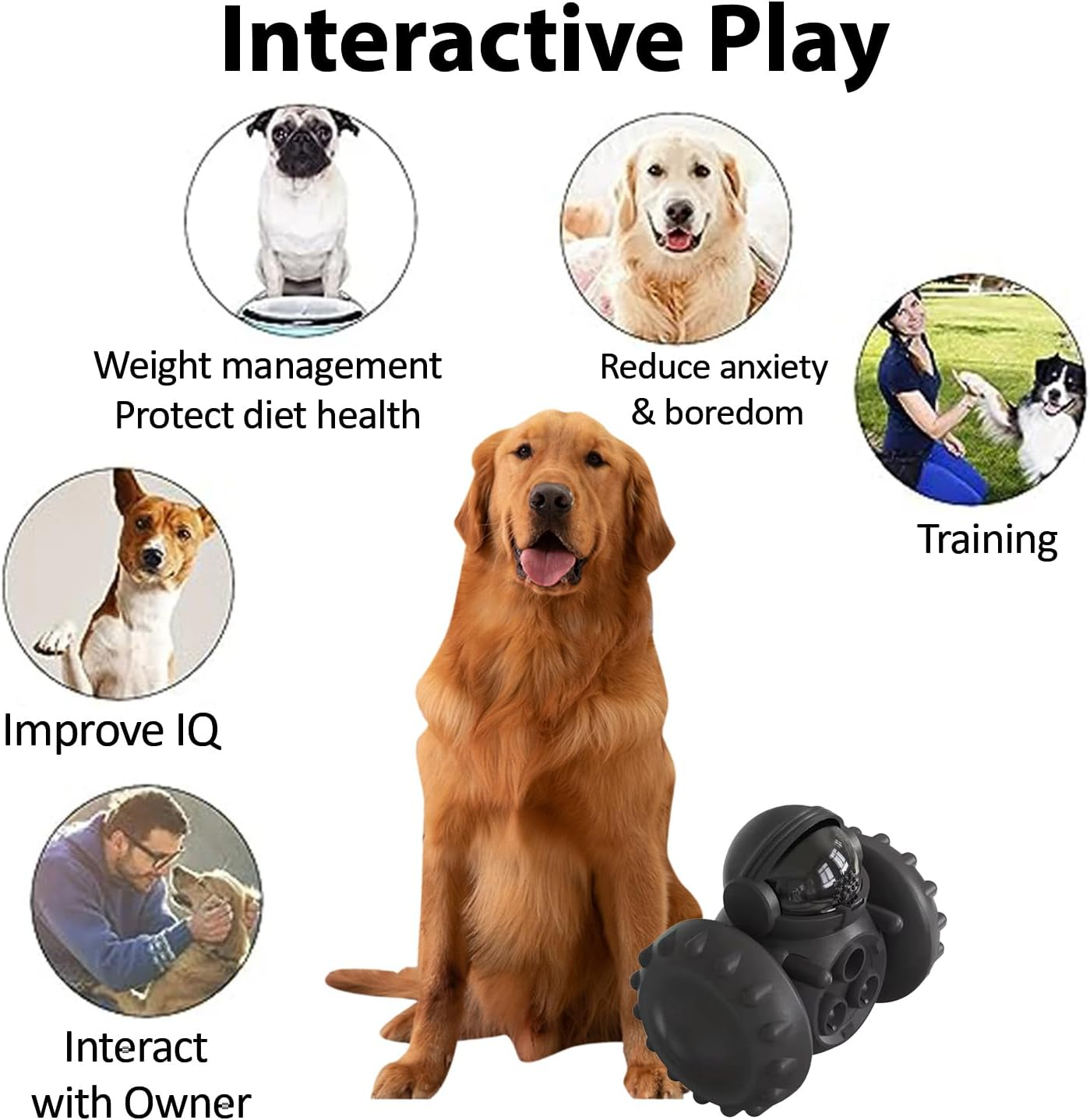 Premium Quality Dog Food Dispenser Toy - Interactive Treat Dispenser Toy for Dogs & Cats - BPA Free Dog Treat Dispenser Toy - Cat Treat Toy Dispenser with Sustainable Feature (Black) image number 2