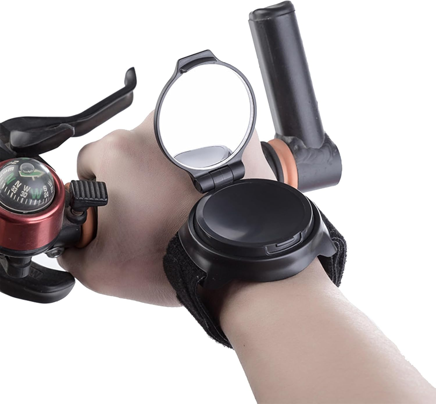 Bicycle Rear View Mirror Wide Angle Bicycle Bracelet Rear View Mirror Arm Wear for Cyclists 360 Degrees Bicycle Rear View Mirror Wrist Protection Bracelets Rear View Mirror, Bicycle Mirror, HD Real image number 6
