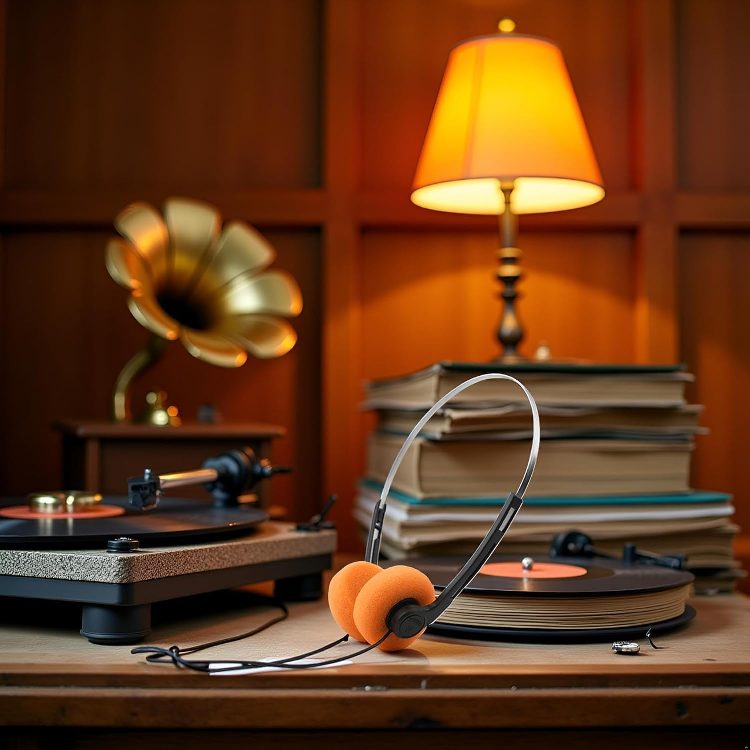 Retro Lightweight Earphones,Over-Ear Headphone,Vintage Feelings Underwire Headphone,Hi-Fi Stereo Earphone Headset,Headphone,For Most Mobile Phones Playback Pevices Headphones (2Pcs Orange)