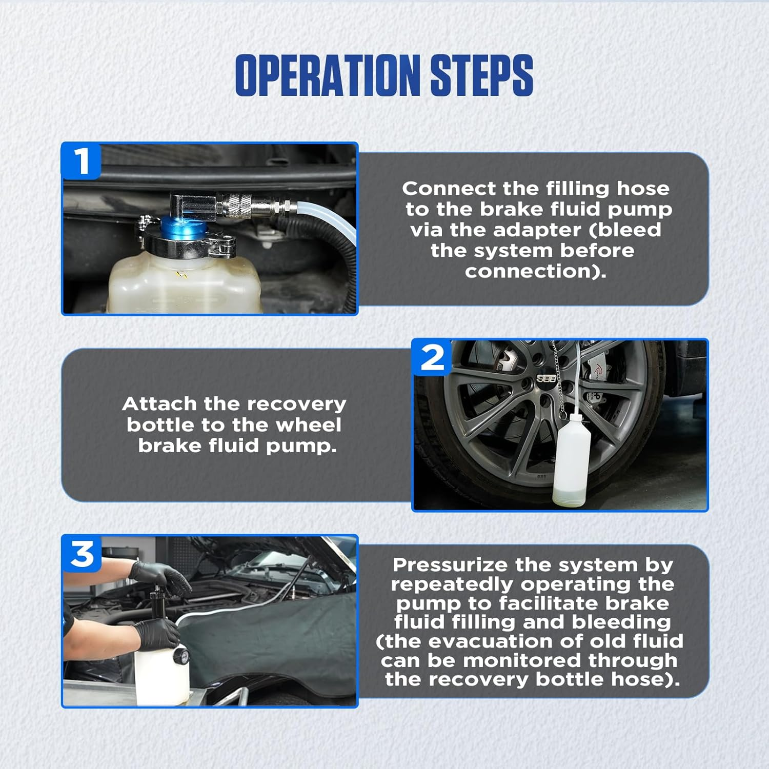 MRCARTOOL 3Lauto Brake Bleeder Brake Bleeder Fluid Pump Brake Fluid Changer with 1L Brake Bleed Bottle and 4 Master Cylinder Adapters E20 Adapter (3L) image number 1