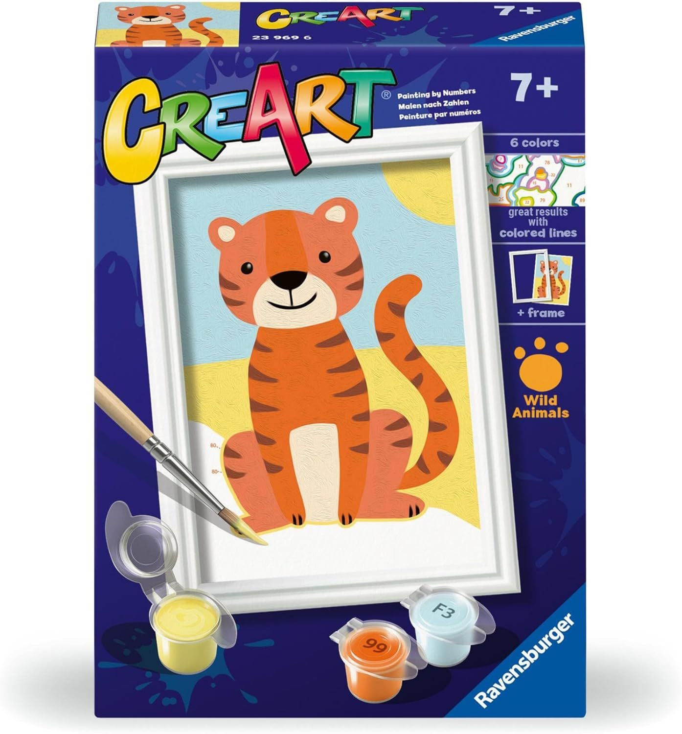 Ravensburger - Creart Series F: Playful Tiger Paint by Numbers Painting Kit for Kids with Frame Educational and Creative Game Gift Idea for Children 7+ Years 12 X 8.50 Cm image number 1