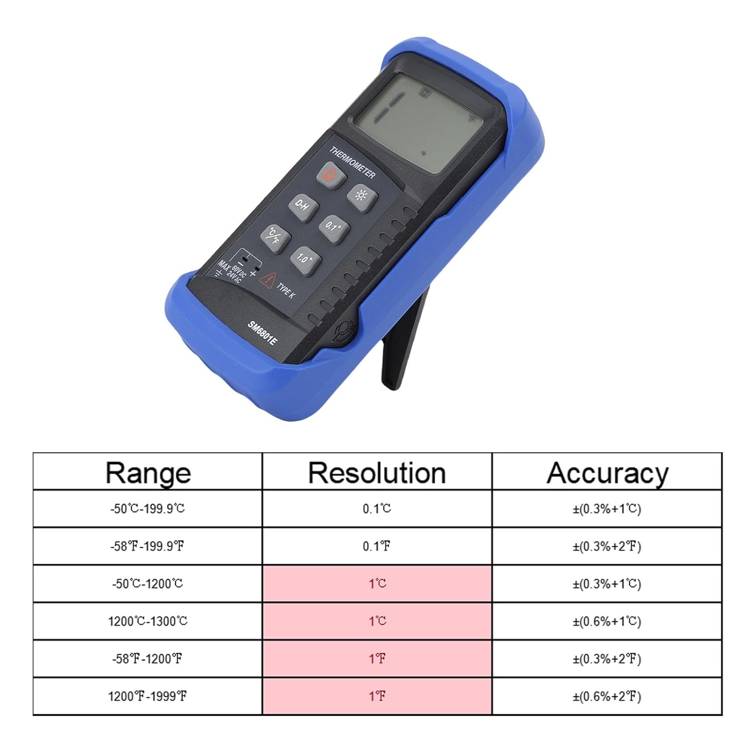 Jectse Accurate Thermocouple Temperature Tester with Backlight LCD Display - Versatile High/Low Temperature Measurement - ABS Material image number 5