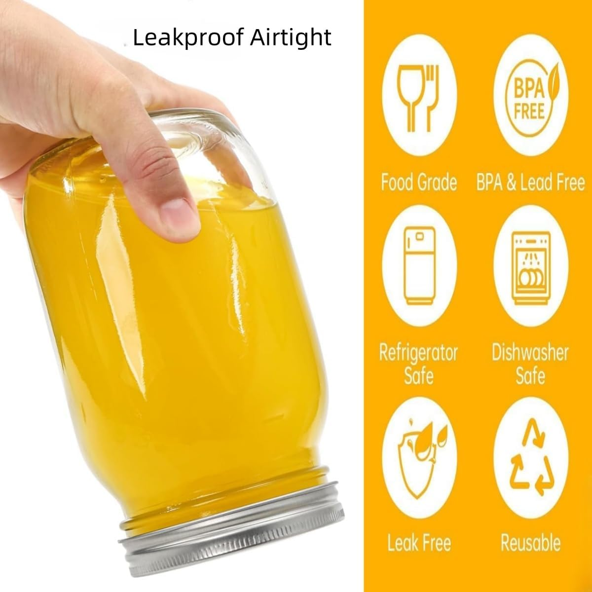 Ljxyloog Wide Mouth Mason Jars 32 Oz - (2 Pack) Ball Quart with Airtight Lids and Bands for Canning, Fermenting, Pickling, Freezing, Storage Glass Jar, Microwave & Dishwasher Safe, Clear image number 5