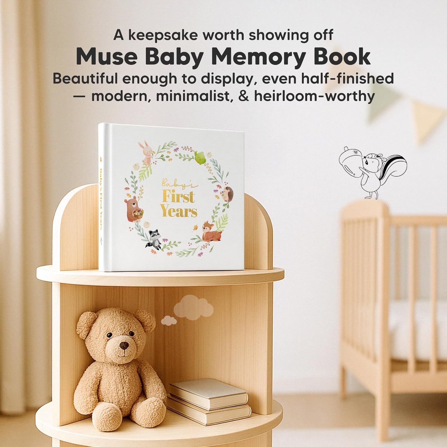 Keepsake Baby Memory Book, Girl, Boy - Beautiful First 5 Year Journal Book, 100 Pages Newborn Milestone Scrapbook, from Pregnancy to Age 5, First Time Mom Gifts for Baby Shower, Gender Neutral (Muse) image number 1