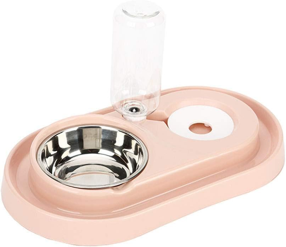 Double Dog Cat Bowls Water and Food Bowl Set，Stainless Steel Bowl Automatic Water Dispenser Bottle Pet Feeder for Small or Medium Size Dogs Cats Puppy Kitten Rabbit (Pink, One Size) image number 3