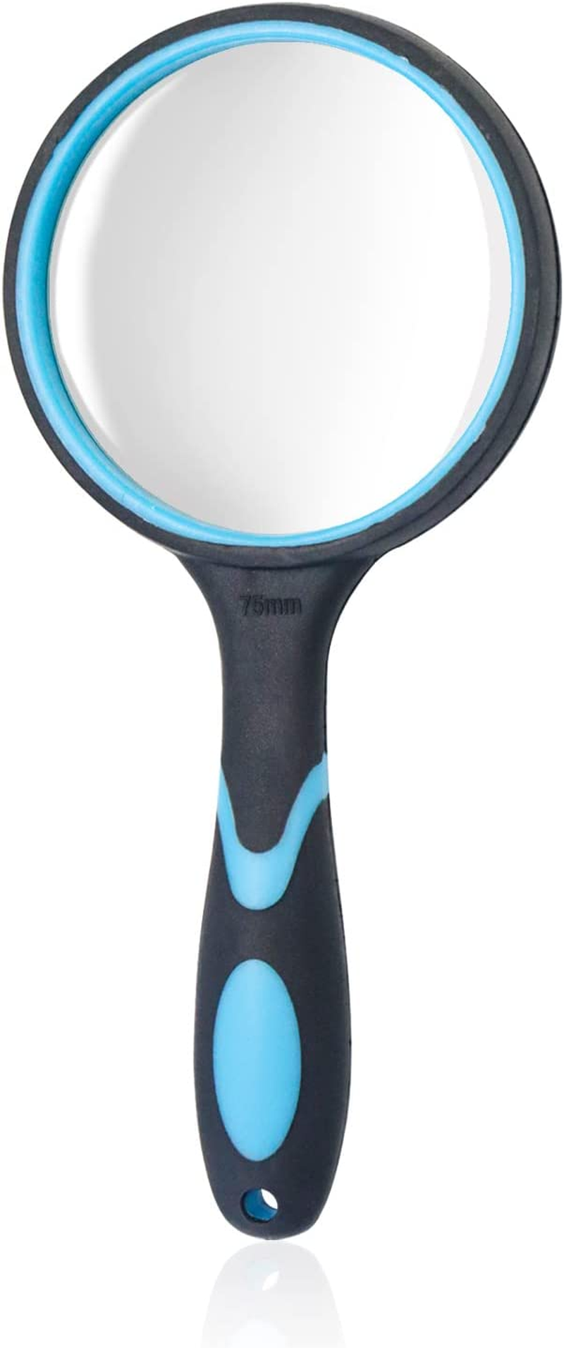 10X Magnifying Glass, Handheld Magnifier, HD 75Mm round Magnifying Lens, Reading Magnifier with Non Slip Handle, Shatter Proof Magnify Glass for Reading Observing (1Pcs) image number 2