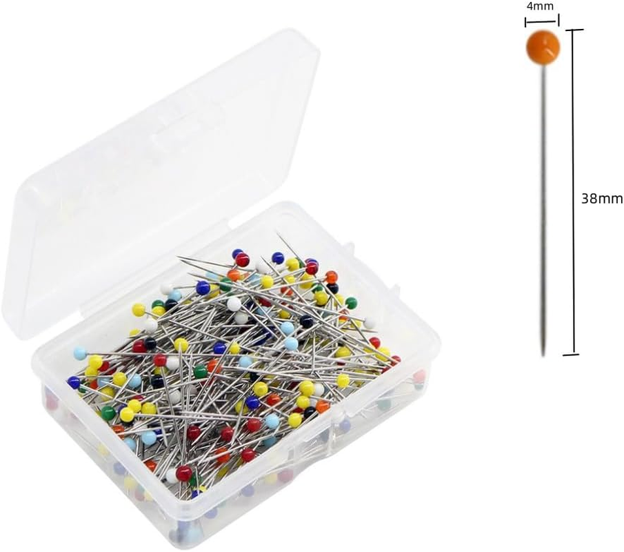 FUNNTY 250 Pcs Straight Pins, Glass Ball Multicolored Head, Steel, 1.5Inch for Quilting, Fabric, Silk, DIY Decoration image number 3