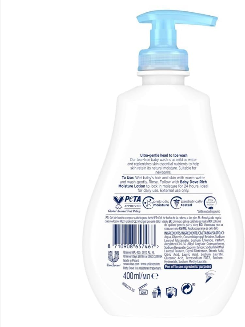 Baby Dove Rich Moisture Body Wash 400Ml Wash for Babies or Newborn with Dry or Eczema-Prone Skin image number 4
