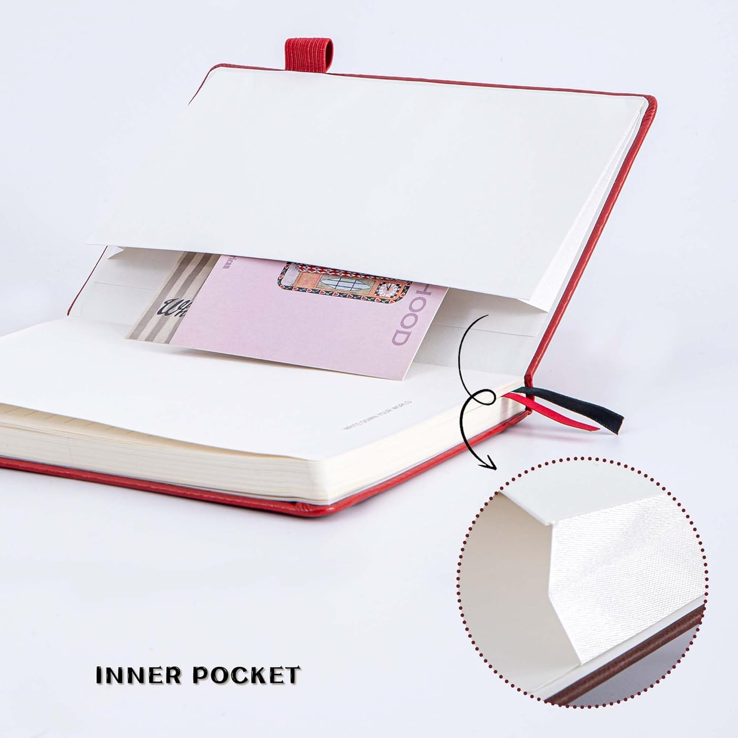 MGGAO A5 Ruled Journal 100 GSM Lined Thick Paper with 188 Numbered Pages Premium Faux Leather Hardcover Notebook for Personal Writing Study Office Travel Recording (Red,Ruled) image number 3