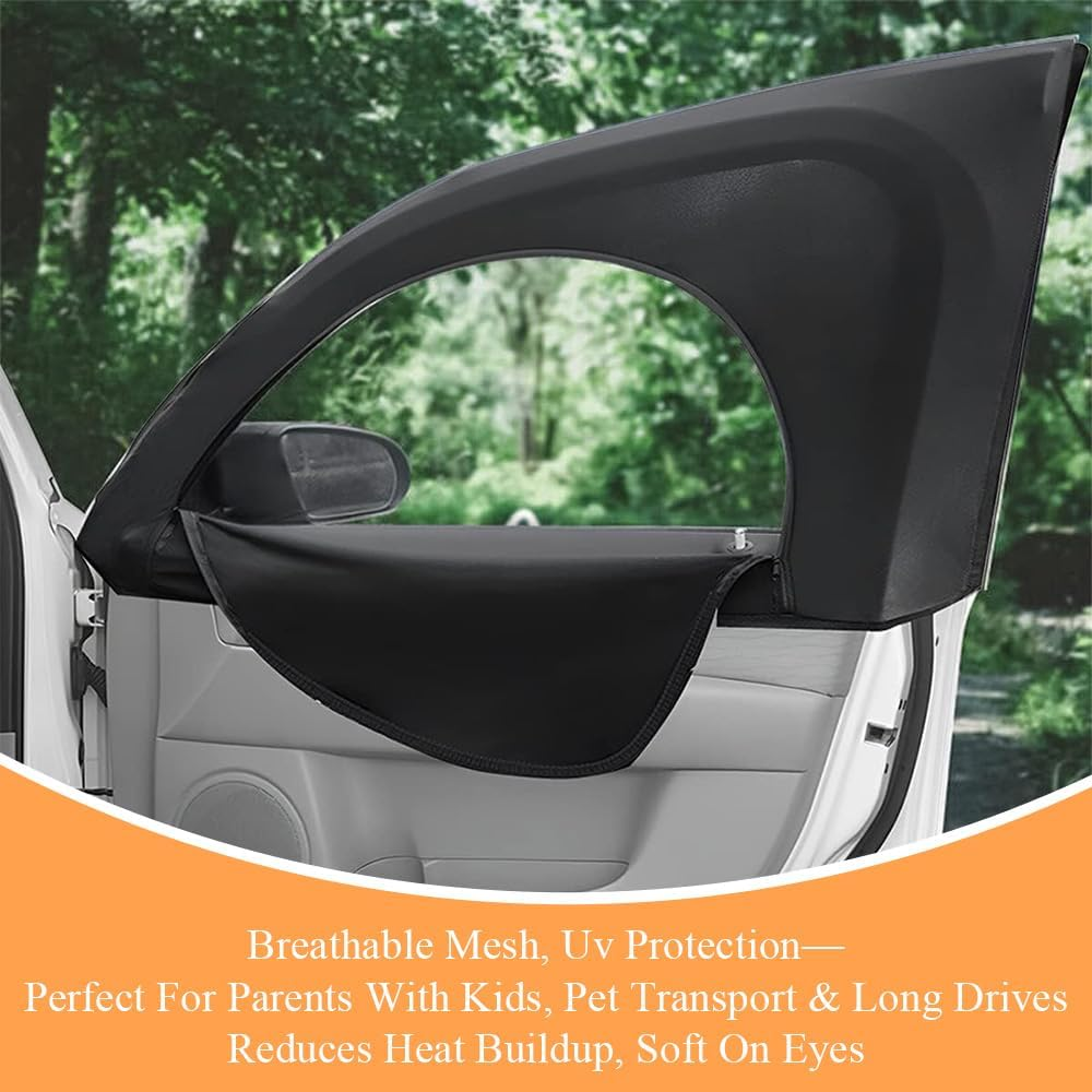 4PCS Car Window Shades, Reathable Mesh Sunshades, Stretchy Mesh Car Window Shade, Front Rear Window Cover Screen, Car Window Sunshades for Privacy Protection image number 5