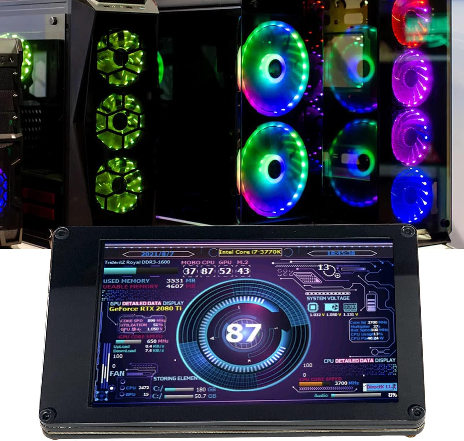 PC Temperature Display Screen, 3.5 Inch IPS Computer Case Secondary Screen CPU RAM Real Time Monitoring, Computer Temp Monitor for Raspi, for Linux, For image number 6