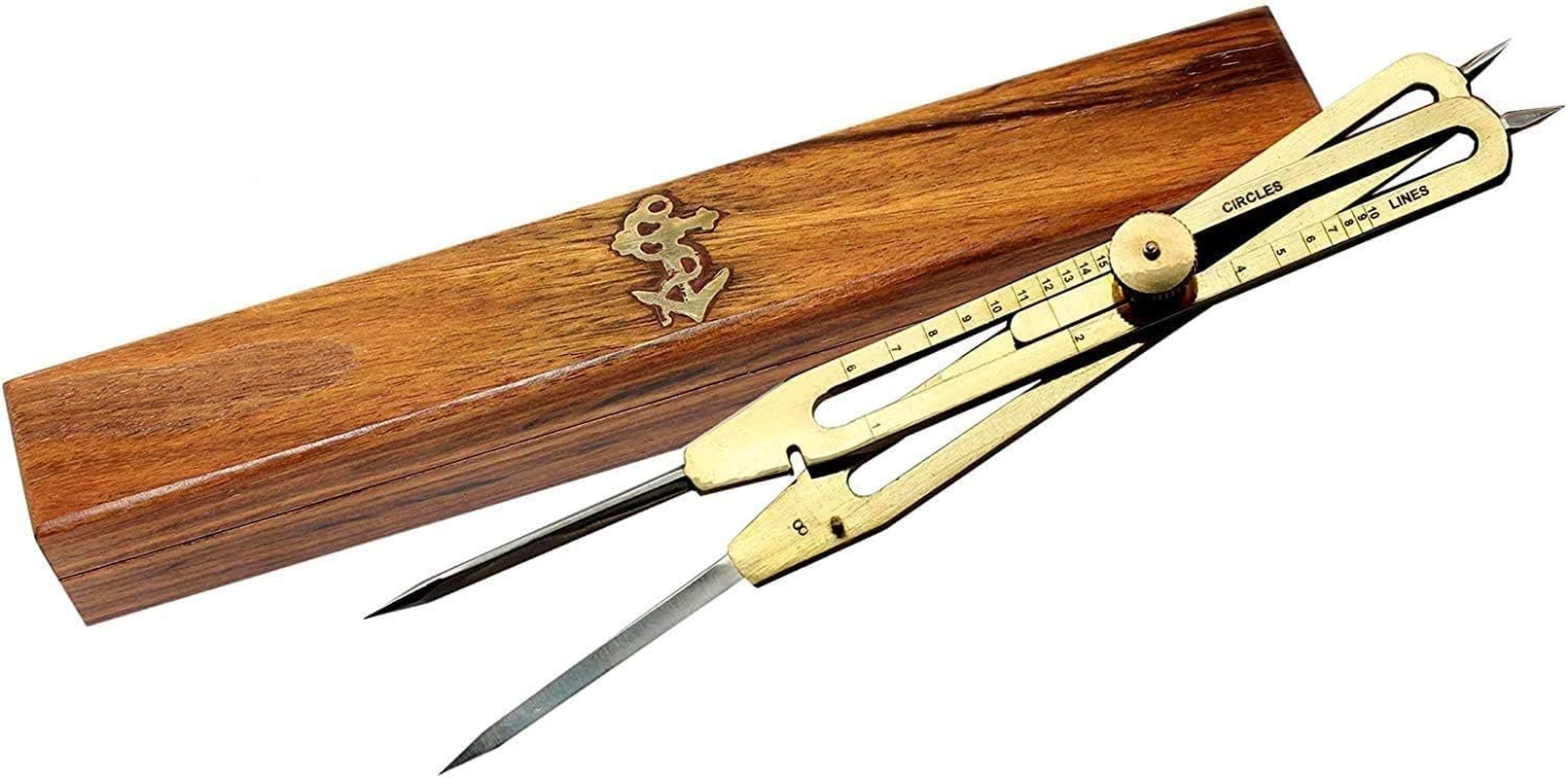 NAUTICALMART Artist Proportional Scale Divider Drawing Tool Professional 9" Long Solid Brass with Heavy Duty Steel Point with with Wooden Box image number 3