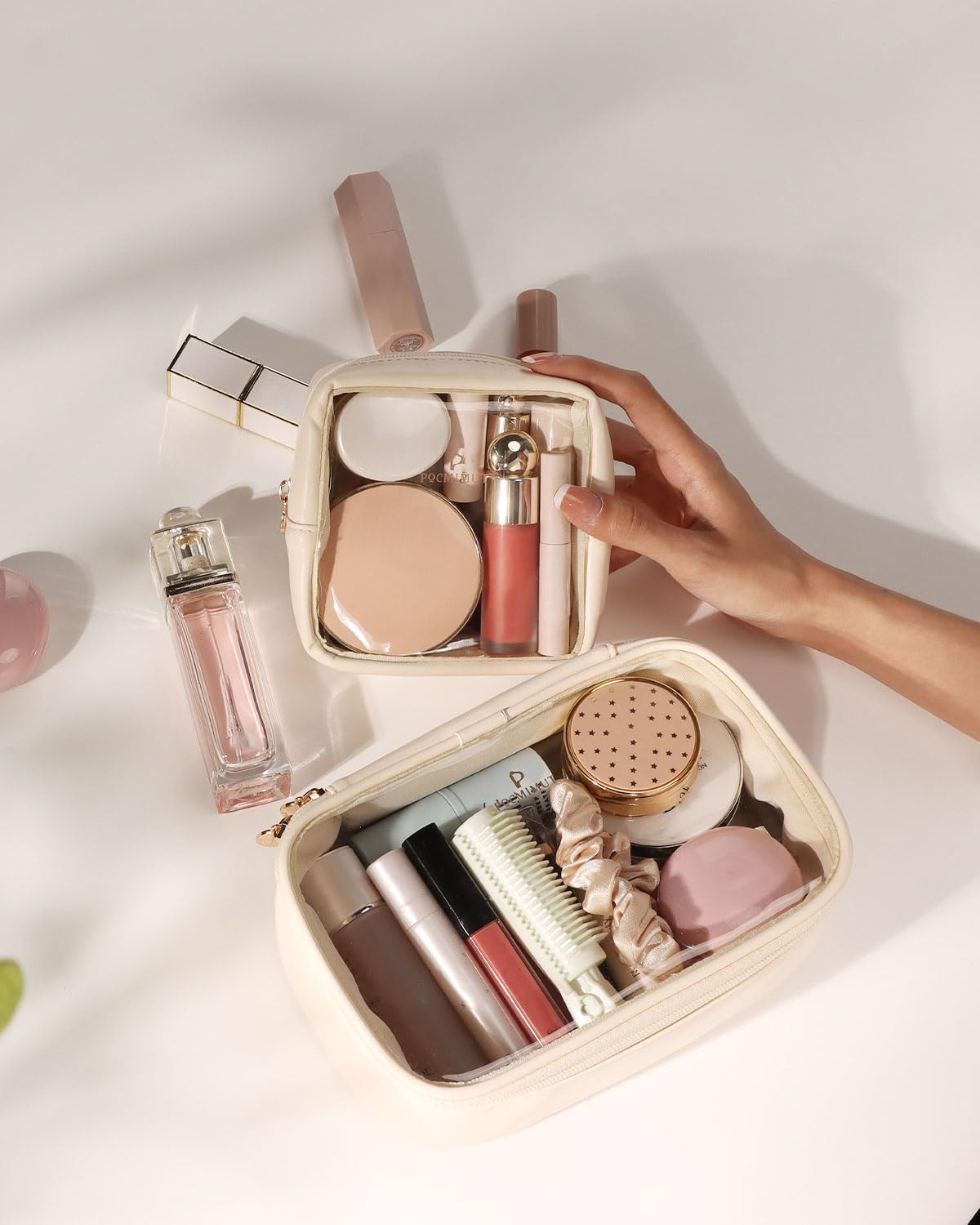 Makeup Bag,Graduation Teacher Birthday,Small Makeup Bag Travel Toiletry Bag Souvenir Idea for Mom Teacher Sister Friends Girlfriend Bridesmaid (Beige, 4.92 * 4.92 * 1.77In) image number 6