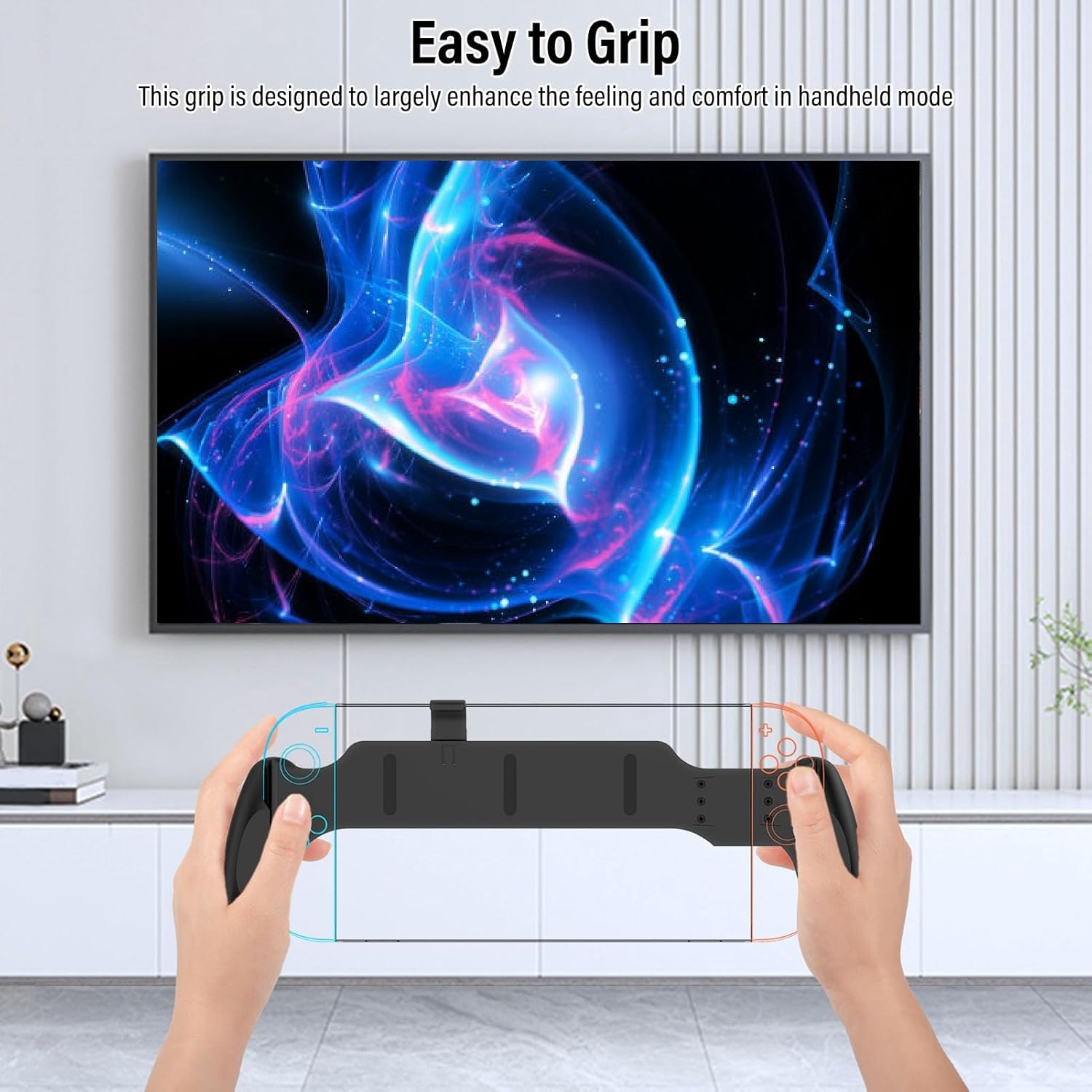 Grip for 2 (2025)/Switch/Switch Oleds/Switch Organic Light Emitting Diode, Asymmetrical Design, Comfortable & Ergonomic Handle Grip for (Black) image number 2