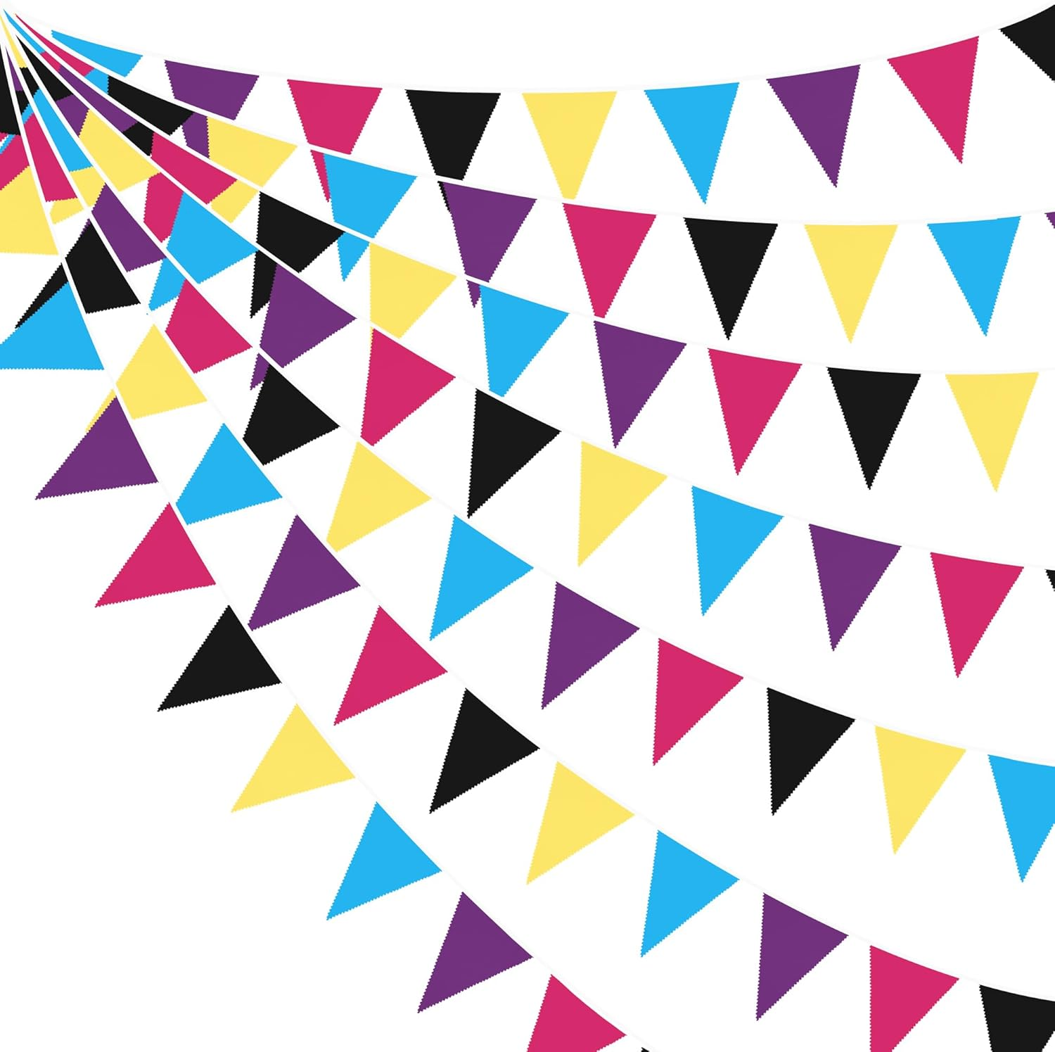 32Ft Red Blue Yellow Party Decorations Carnival Circus Clown Triangle Flag Pennant Bunting Banner Fabric Garland for Kids Birthday Baby Shower Wedding Outdoor Garden Festivals Hanging Decorations