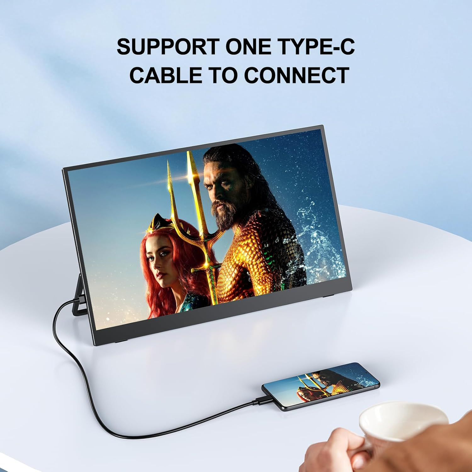 EVICIV 17.3" 4K Portable Monitor, 500 Nits, 100% Adobergb, UHD Freesync HDR IPS, 2 Speakers, Travel Monitor, 2 Type-C Ports, HDMI, VESA, Adjustable Stand image number 3