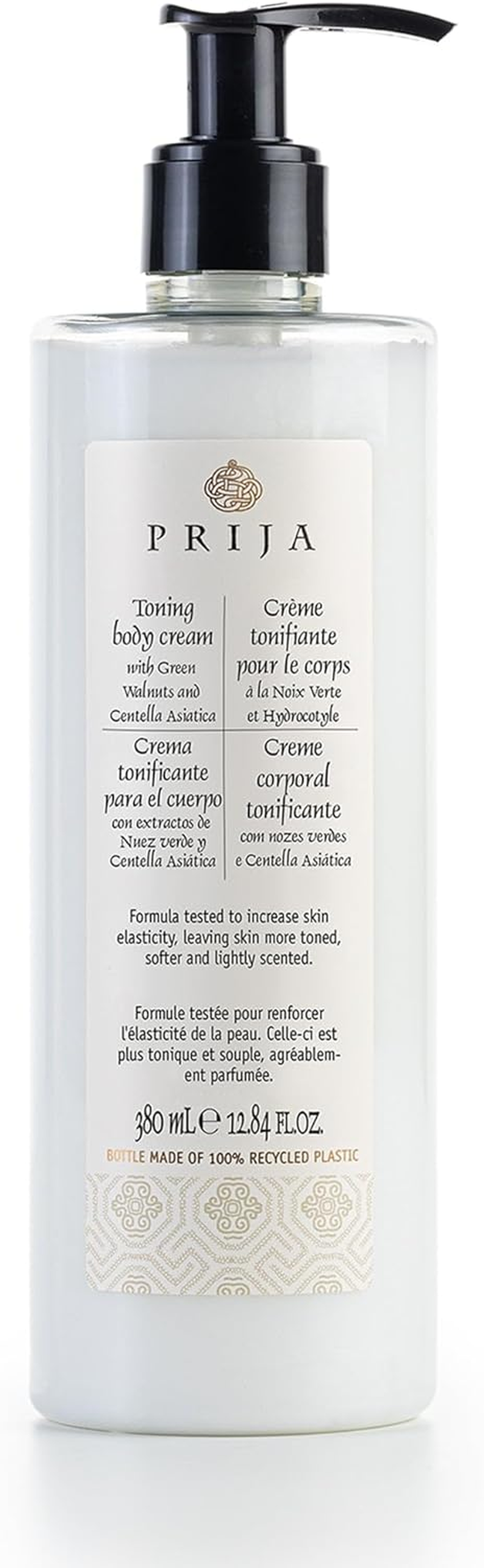 Prija Toning Body Cream Boosts Hydration and Elasticity with Avocado Oil and Green Walnut Extract, Lightly Scented Vegan Friendly Moisturising Body Cream with Centella Asiatica 380Ml image number 4