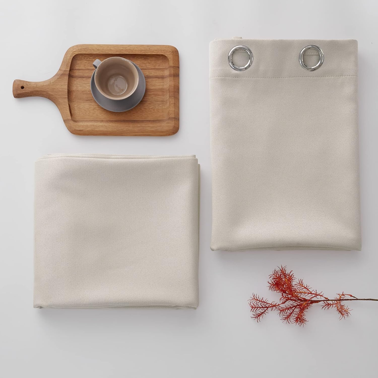 13Ft Luxury Faux Linen Blackout Extra Long Curtain with Grommet,Ivory 156 Inch Long 1 Panel,Room Darkening Solid Color Drapery for 2 Story House,Tall Window,High Ceiling. image number 3