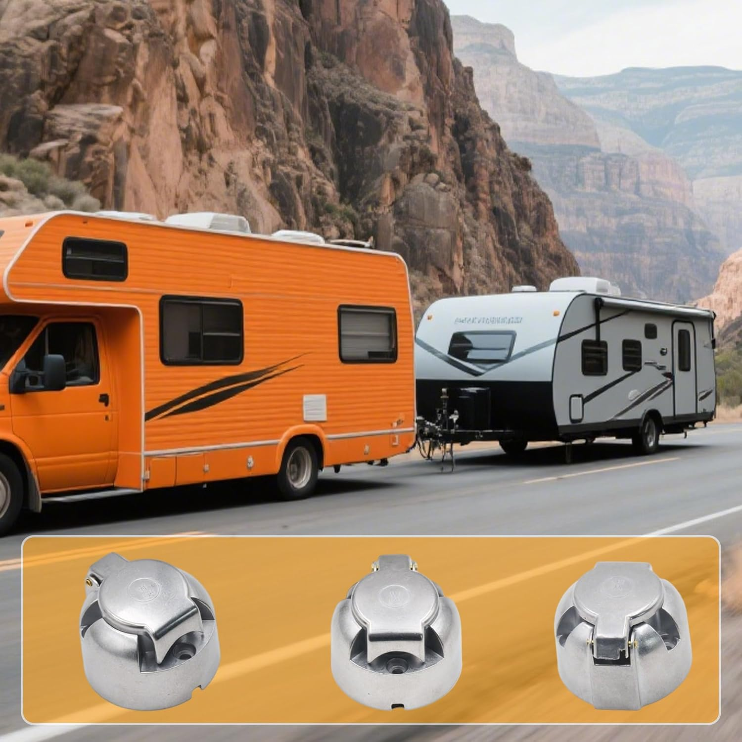 7 Pin Heavy Duty Trailer Connector Socket Heavy-Duty round Wiring Socket 12V Tow-Mg image number 2