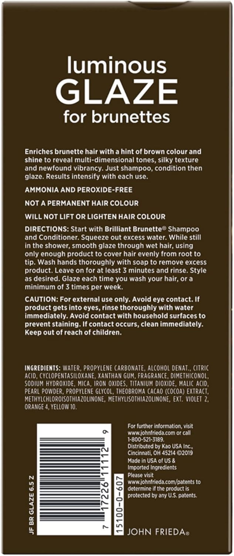 John Frieda Brilliant Brunette Luminous Glaze, Colour Enhancing Glaze, Designed to Fill Damaged Areas for Smooth, Glossy Brown Color, 6.5 Ounce (Packaging May Vary) image number 2