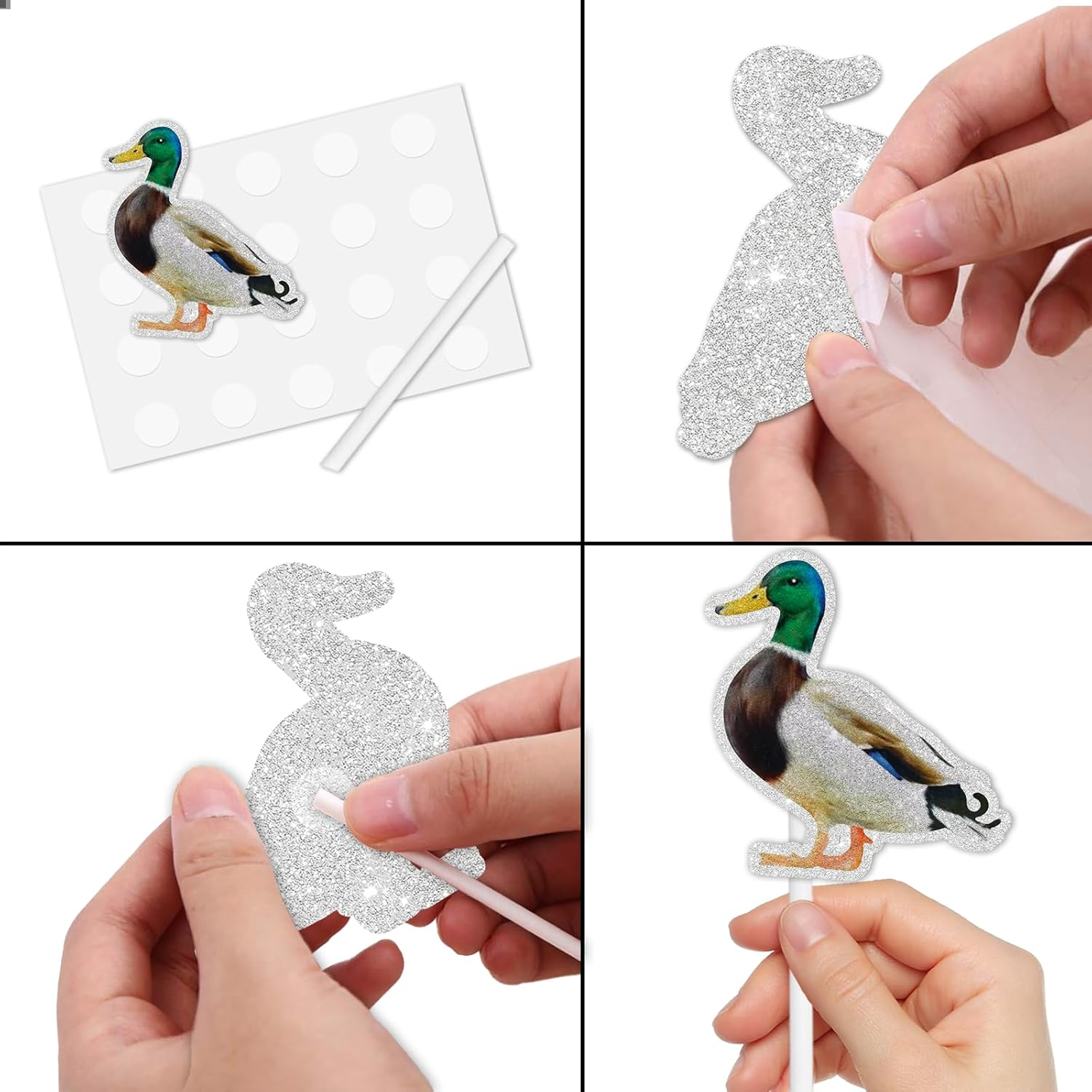 18Pcs Glitter Wild Duck Dessert Cupcake Topper Pick for Animal Duck Adventure Movie Theme Decor Supplies Baby Shower Boys Girls Happy Birthday Party Decorations image number 6