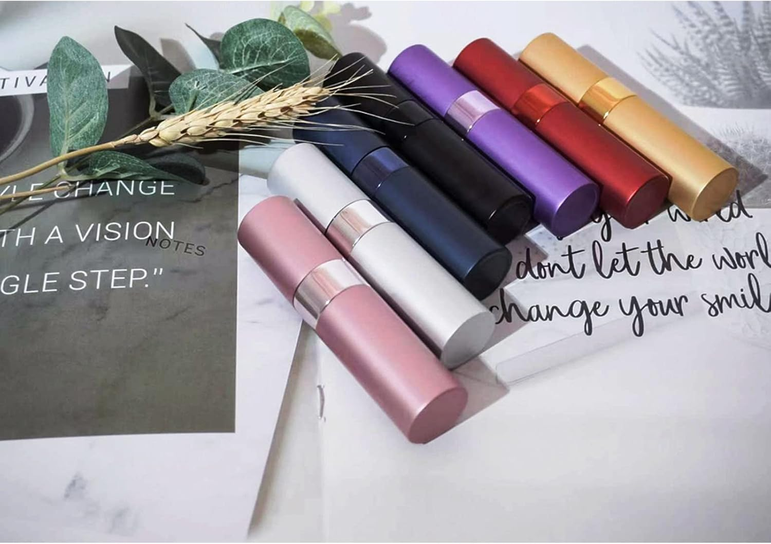 Lil Ray 8Ml Portable Mini Perfume Atomizer(4 Pcs)，Refillable Empty Small Spray Bottle for Travel, Twist Type Pocket Cologne Sprayer (Matte Black, Pink, Blue, Silver) image number 2