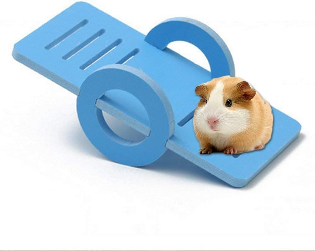 1X Pet Hamster Seesaw Wooden Seesaw for Hamster Gerbil Rat Mouse Guinea Pig Squirrel Chew Toy for Small Animals Blue Very Practical and Popular Nice image number 2