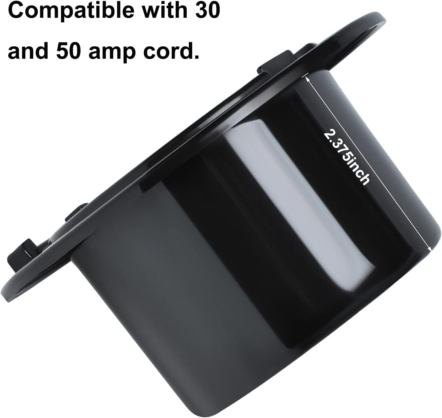 RV Electric Cable Hatch for 30 and 50 Amp Cords Replacement 5 Inch Deluxe round Electrical Cable Hatch Black image number 2