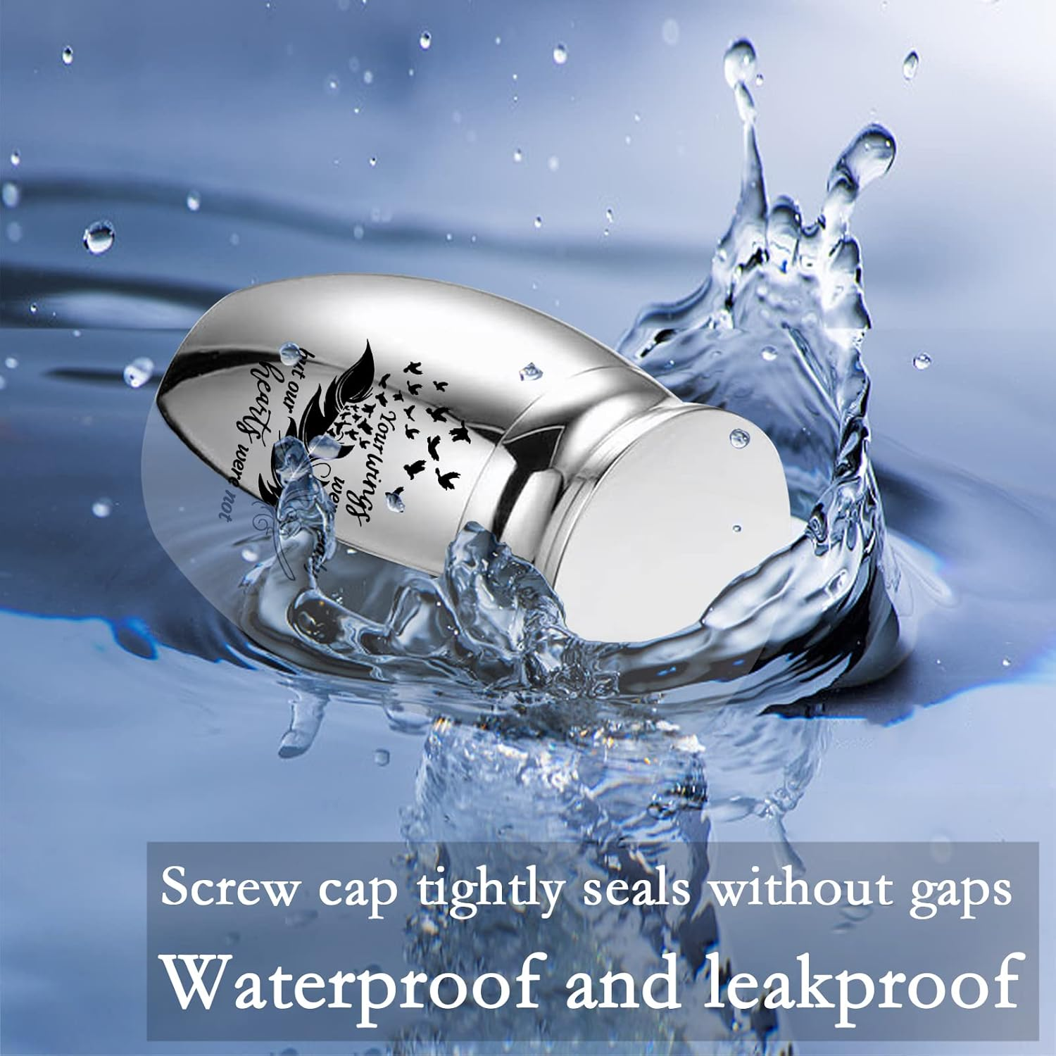 Small Keepsake Urns for Human Ashes - Set of 6 - Share Urn with Family & Friends Mini Cremation Urns with Feather Seagull Pattern Stainless Steel Memorial Ashes Holder (6Pcs Urn) image number 6