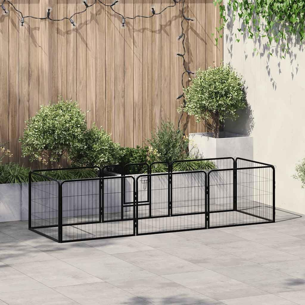 Dog Playpen 8 Panels Steel 80X60 Cm Black Pet Exercise Pen Indoor Outdoor image number 2